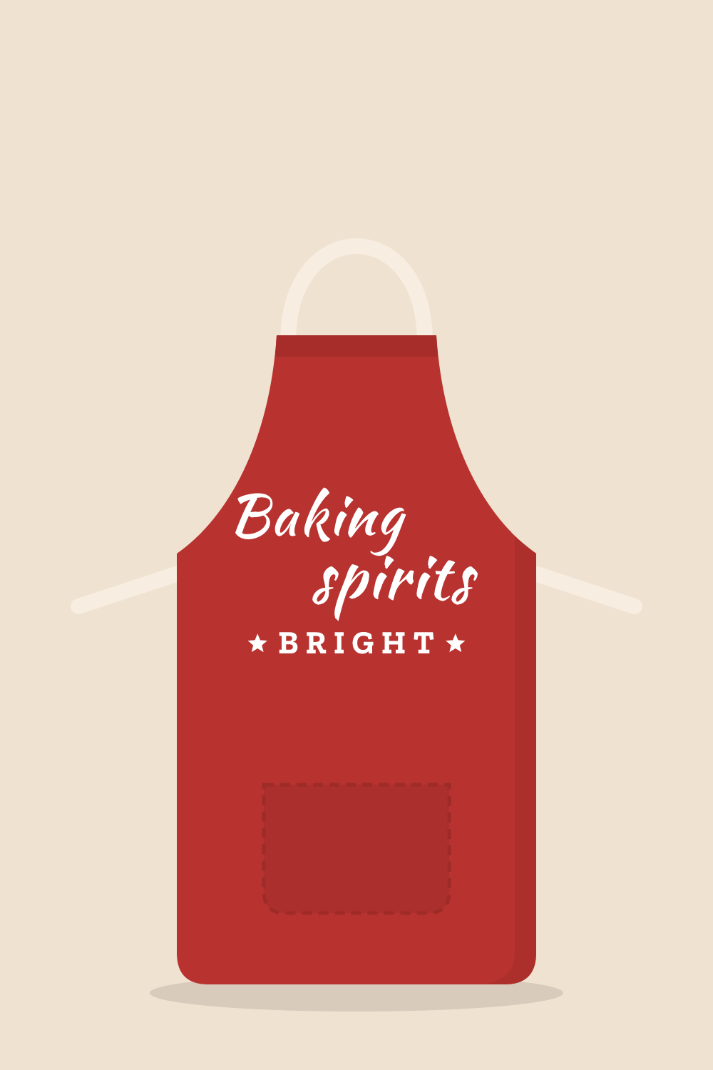 Illustration of an apron with the cut design "Baking Spirits Bright"