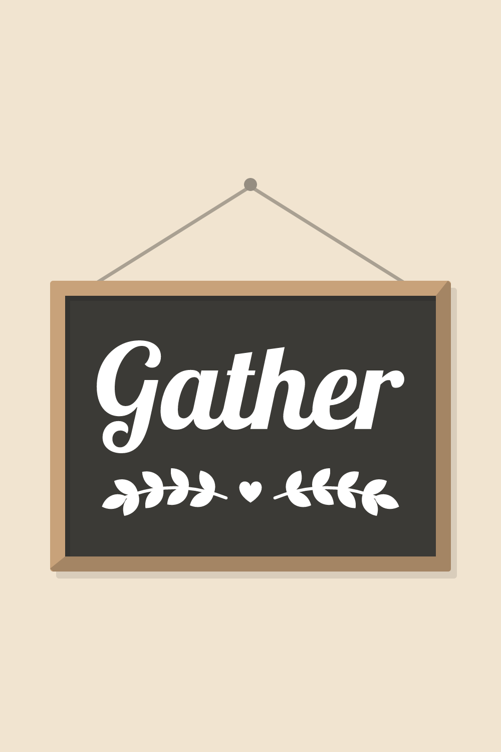 Illustration of a sign with the cut design "Gather"