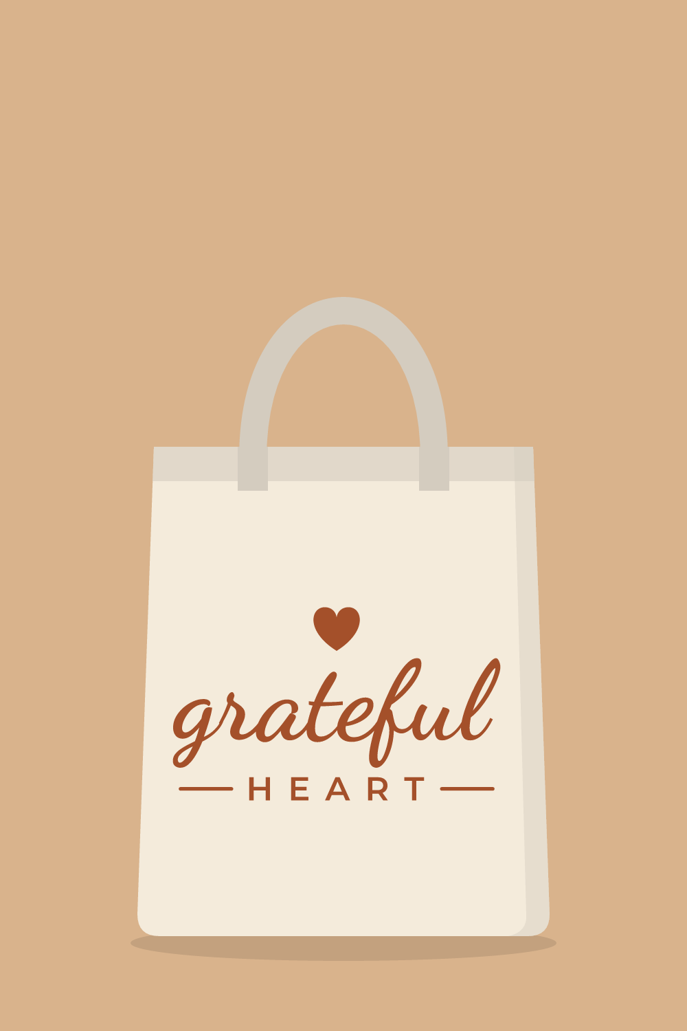 Illustration of a tote bag with the cut design "Grateful Heart"