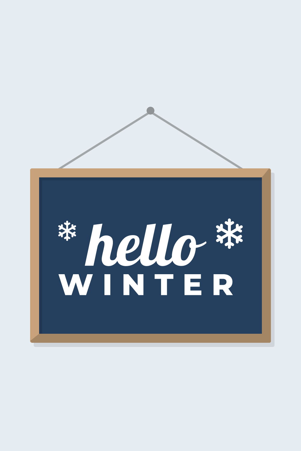 Illustration of a sign with the cut design "Hello Winter"