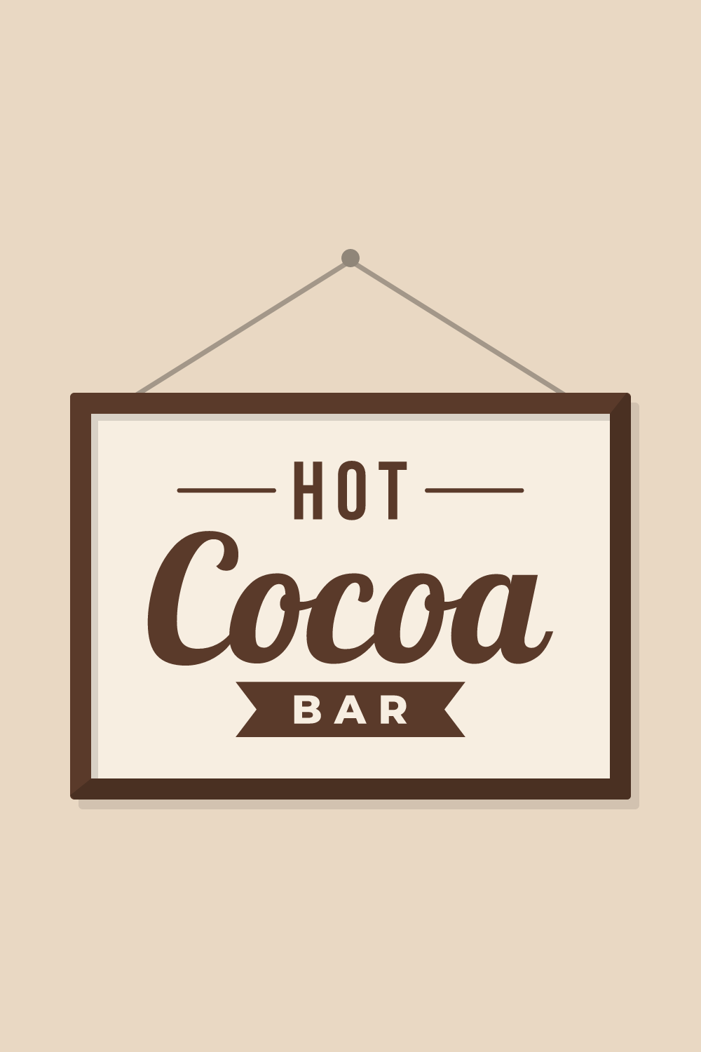 Illustration of a sign with the cut design "Hot Cocoa Bar"