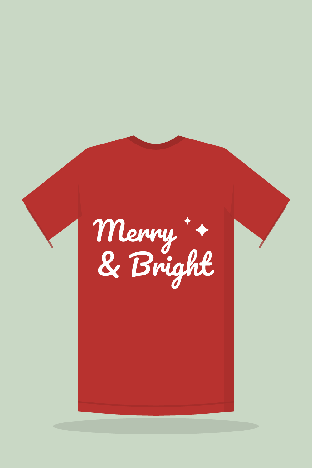Illustration of a shirt with the cut design "Merry & Bright"