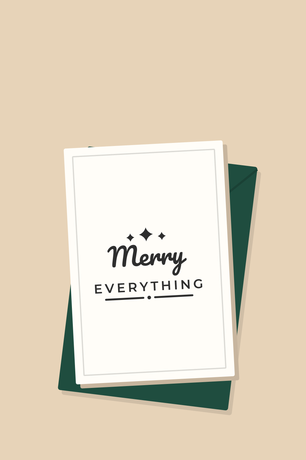 Illustration of a card with the cut design "Merry Everything"