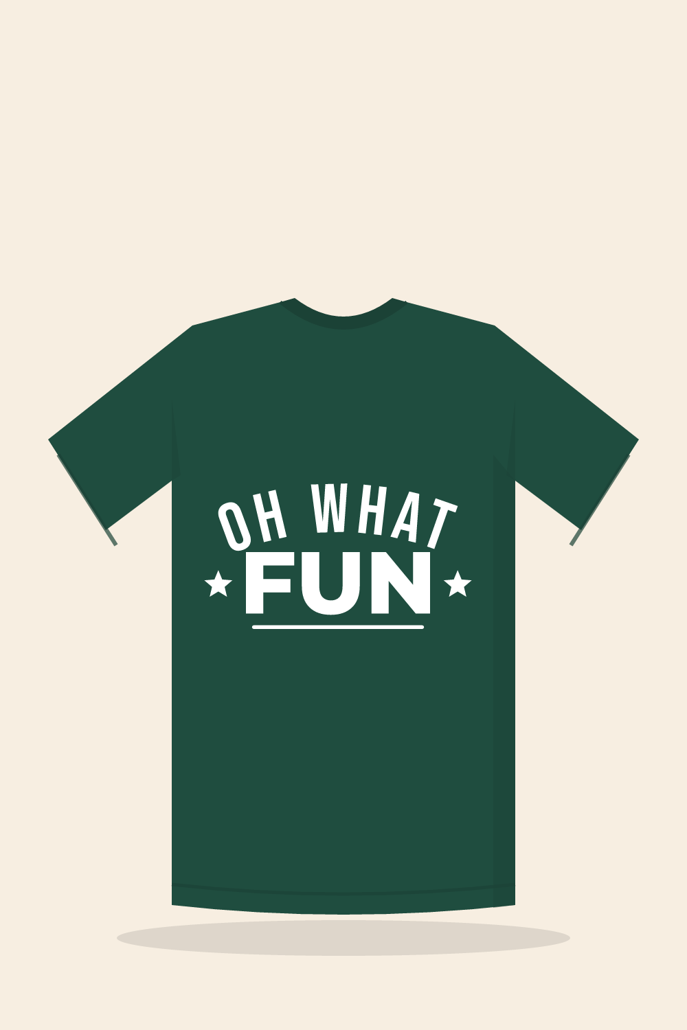 Illustration of a shirt with the cut design "Oh What Fun"