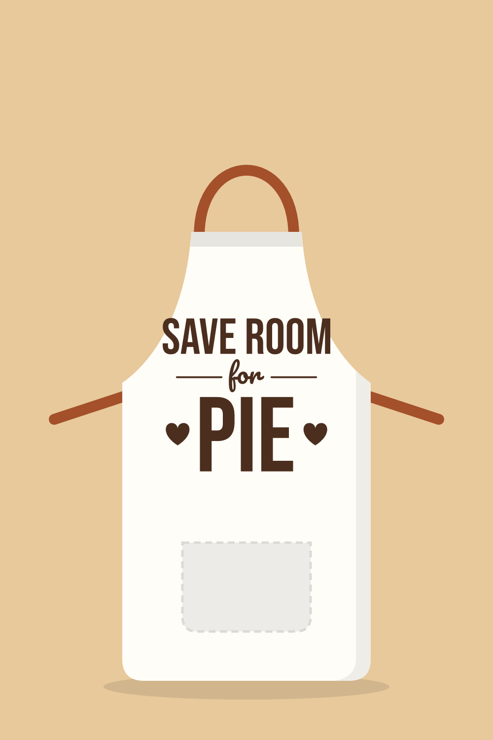 Illustration of an apron with the cut design "Save Room for Pie"