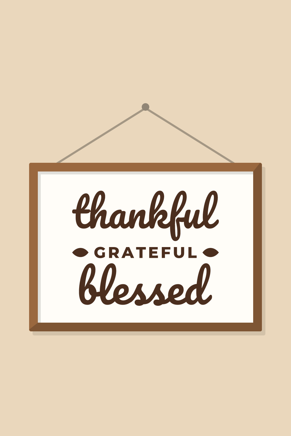 Illustration of a sign with the cut design "Thankful Grateful Blessed"