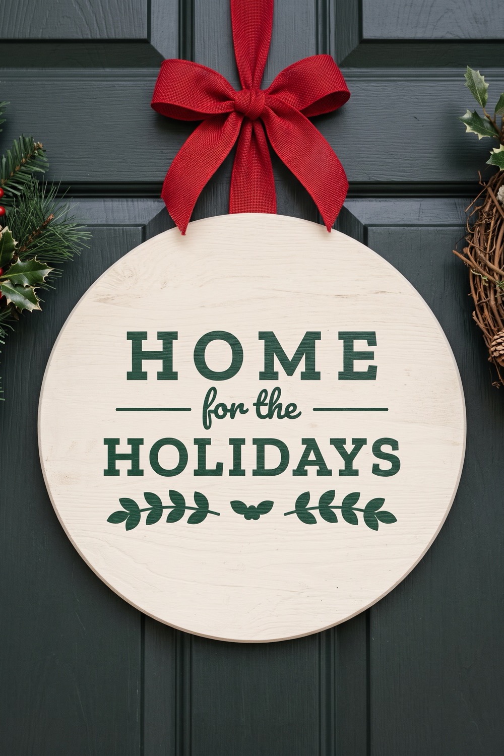 AI-generated picture of a sign with the cut design "Home for the Holidays"