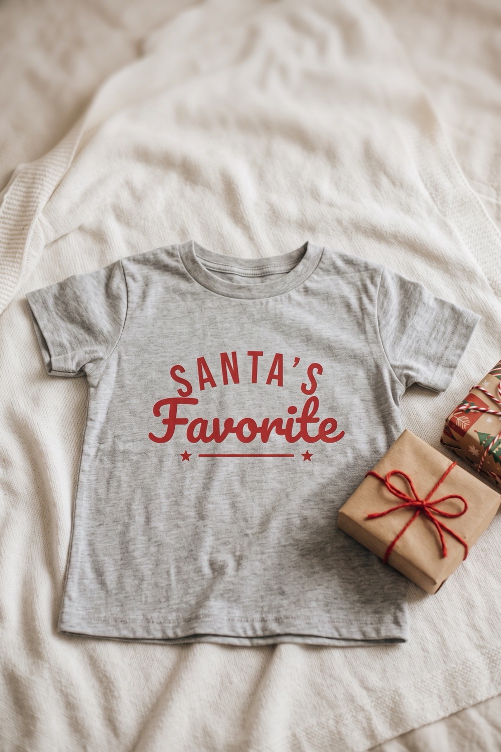 AI-generated picture of a shirt with the cut design "Santa's Favorite"