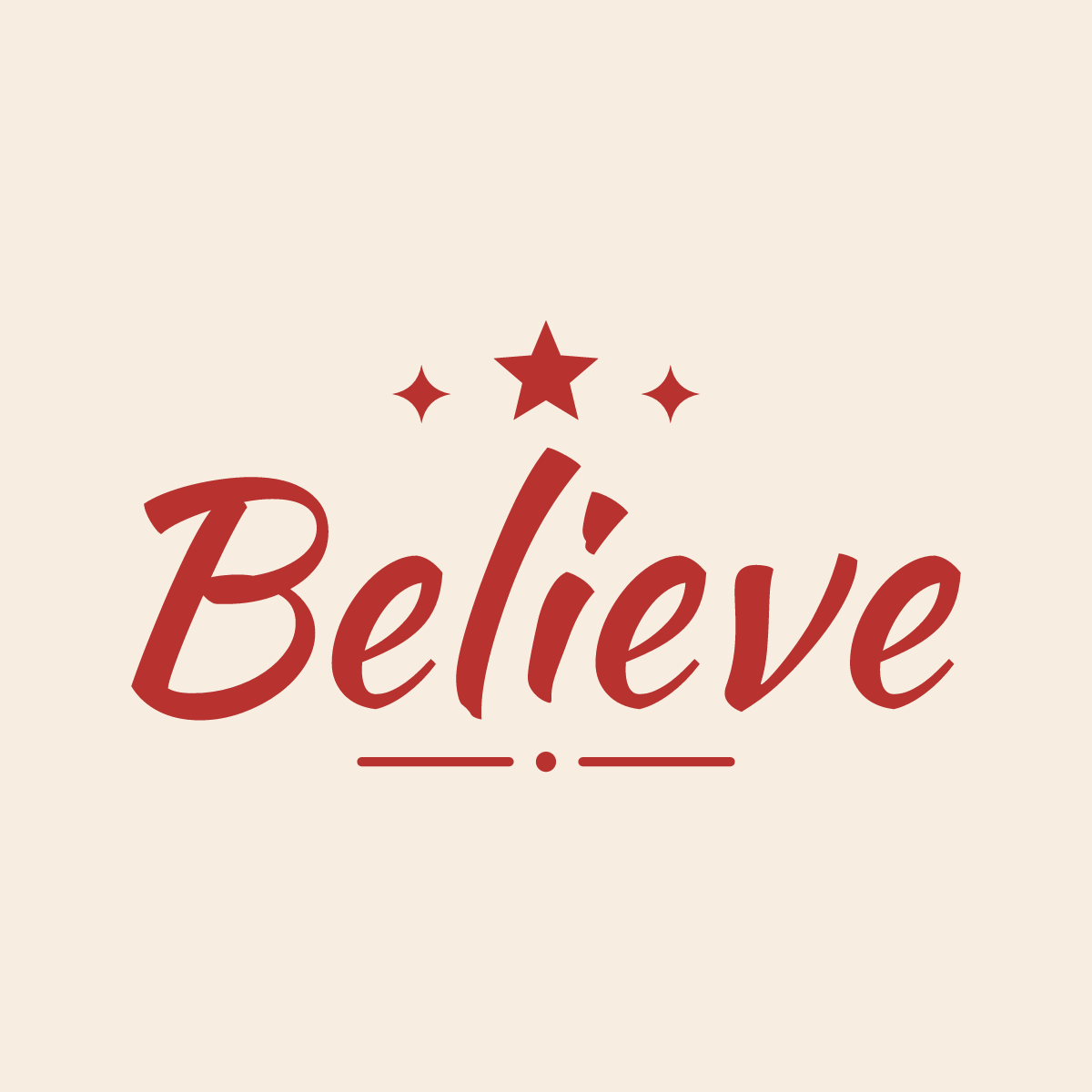 The "Believe" cut file shown flat on a plain background